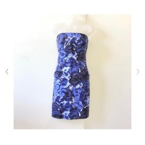 Ann Taylor Cobalt Blue Floral Cotton Silk Sleeveless Dress Build In Bra Sz 6 New